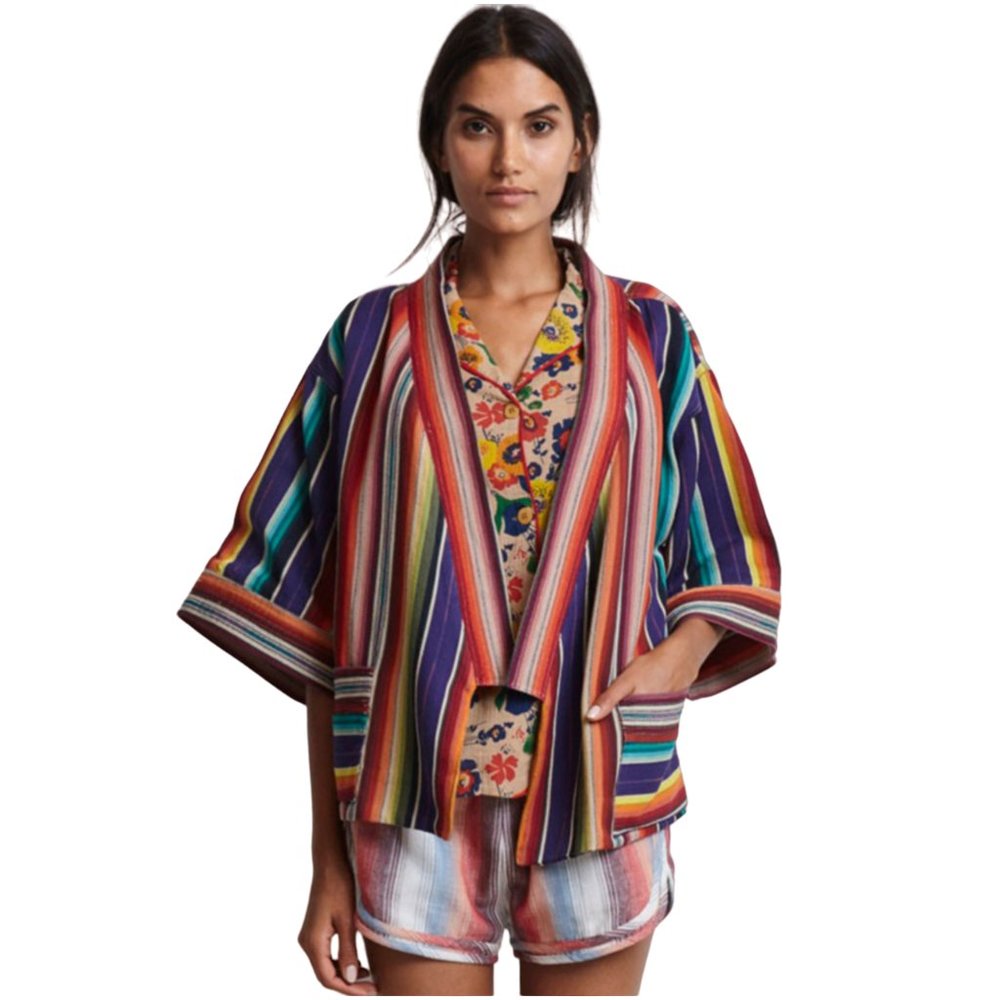 warm Brand Trailer Jacket Sunset Stripe rainbow NO BELT small 1 S Reversible NYC
